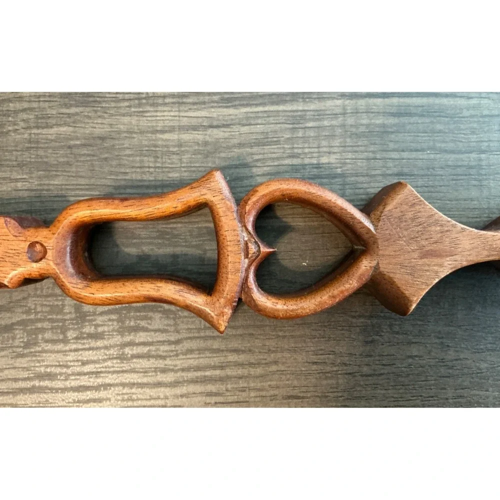 Vintage Wooden Folk Art Spoon Decorative Unique Farmhouse Preowned